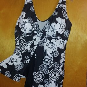 New Black & White One Piece Bathing Suit